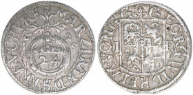 Georg Wilhelm 1619-1640
Brandenburg. 1/24 Taler, 1625. 2,40g
Zain bei 18 h
ss