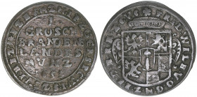 Friedrich Wilhelm 1640-1688
Brandenburg. Groschen, 1653. Berlin
1,69g
Bahrfeldt 155
ss-