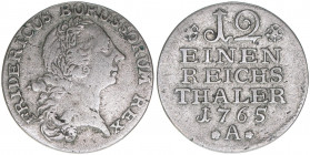 Friedrich II. 1740-1786
Brandenburg. 1/12 Taler, 1765 A. Berlin
3,63g
Schön 122
ss