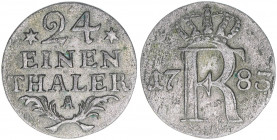 Friedrich II. 1740-1786
Brandenburg. 1/24 Taler, 1783 A. Berlin
2,05g
Schön 139
ss+