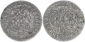 Friedrich III.
Brandenburg. 6 Gröscher, 1698 SD. 3,45g
Schrötter 772
ss