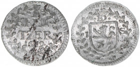 Ernst Ludwig 1678-1739
Hessen-Darmstadt. 1 Kreuzer, 1682. 0,59g
Schütz 2783
stfr-