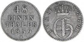 Georg 1816-1860
Mecklenburg-Strelitz. 1/48 Taler, 1859 A. 1,19g
ss