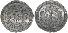 1 Kreuzer, 1678
Reichsstadt Nürnberg. 1,09g. Kellner 326
vz/stfr