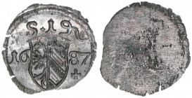 Pfennig, 1687
Reichsstadt Nürnberg. 0,27g. Kellner 335
vz