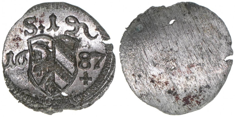 Pfennig, 1687
Reichsstadt Nürnberg. Nürnberg. 0,33g
Kellner 335
stfr-