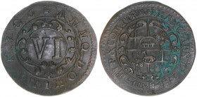 Franz Arnold von Wolff-Metternich
Paderborn. VI Pfennige, 1706. 2,32g
Schwede 205
ss