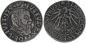Albrecht 1525-1569
Preussen. Groschen, 1543. 1,88g
Schulten 2811
s/ss