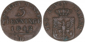 Friedrich Wilhelm IV. 1840-1861
Preussen. 3 Pfennige, 1842 D. 4,50g
AKS 90
ss