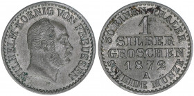 Wilhelm I. 1861-1888
Preussen. 1 Silbergroschen, 1872 A. 2,18g
AKS 103
vz