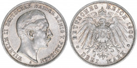 Wilhelm II. 1888-1918
Preussen. 3 Mark, 1908 A. 16,70g
AKS 134
vz-