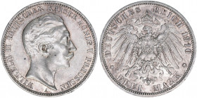 Wilhelm II. 1888-1918
Preussen. 3 Mark, 1910 A. 16,71g
AKS 134
vz-