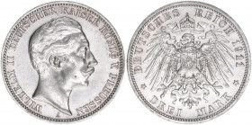 Wilhelm II. 1888-1918
Preussen. 3 Mark, 1911 A. 16,69g
AKS 134
vz-