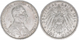 Wilhelm II. 1888-1918
Preussen. 3 Mark, 1914 A. 16,67g
AKS 132
vz