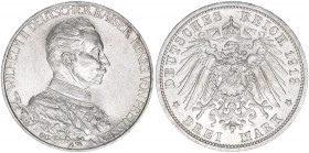 Wilhelm II. 1888-1918
Preussen. 3 Mark, 1913 A. anlässlich des 25jährigen Regierungsjubiläums
16,72g
AKS 141
vz