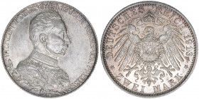 Willhelm II. 1888-1918
Preussen. 2 Mark, 1913 A. anlässlich des 25-jährigen Regierungsjubiläums
11,12g
AKS 142
vz