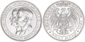 Wilhelm II. 1888-1918
Preussen. 3 Mark, 1911 A. anlässlich des 100jährigen Bestehens der Universität Breslau
16,67g
AKS 138
ss/vz