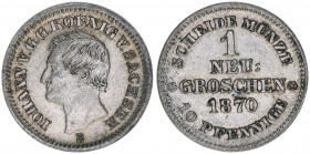 Johann 1854-1873
Königreich Sachsen. 1 Neugroschen, 1870 B. 2,07g
AKS 148
vz-