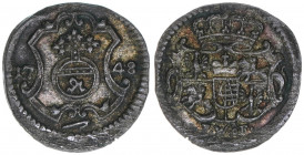 Friedrich August II. 1733-1763
Königreich Sachsen. Pfennig, 1748. 0,37g
Schön 120
ss