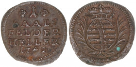 1 Heller, 1742
Sachsen Coburg Saalfeld. 0,89g. vz-