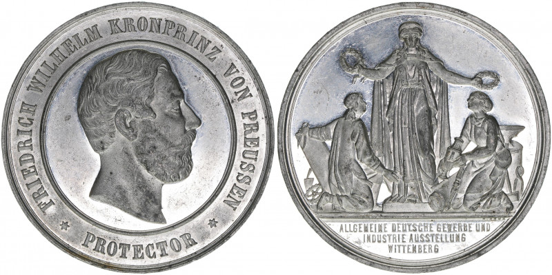 Zinnmedaille, 1869
Sachsen Wittenberg. auf die deutsche Gewerbe- und Industrieau...