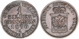 1 Silbergroschen, 1870 A
Schwarzenburg Sondershausen. 2,18g. AKS 39
kl.Kr.
ss/vz
