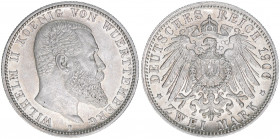 Wilhelm II. 1888-1918
Württemberg. 2 Mark, 1906 F. 11,09g
AKS 145
vz