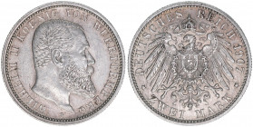 Wilhelm II. 1888-1918
Württemberg. 2 Mark, 1907 F. 11,12g
AKS 145
ss/vz