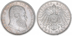 Wilhelm II. 1888-1918
Württemberg. 2 Mark, 1914 F. 11,13g
AKS 145
vz