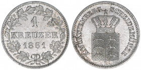 Wilhelm I. 1816-1864
Württemberg. 1 Kreuzer, 1861. 0,81g
AKS 111
stfr-