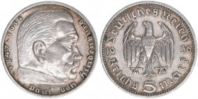 5 Reichsmark, 1936 A
Deutsches Reich 1919-1945. Paul von Hindenburg 1847-1934. 13,92g
AKS 27
ss/vz