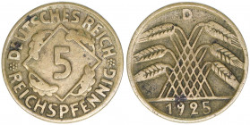 Deutsches Reich 1919-1945
Deutsches Reich 1919-1945. 5 Reichspfennig dünner Schrötling, 1925 D. selten
2,21g
ss/vz