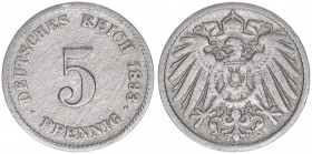 Deutsches Reich 1871-1918
5 Pfennig, 1893 G. Auflage 421862
2,44g
AKS 16
ss-