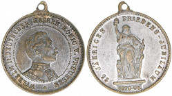 Wilhelm II.
Deutsches Reich - Medaillen. Medaille versilbert, 1896. 25jähriges Friedensjubiläum
3,85g
Originalöse
ss
