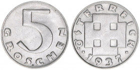 Verkehrsmünzen
5 Groschen, 1937. 3,04g
ANK 7
vz