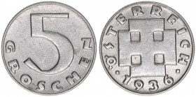Verkehrsmünzen
5 Groschen, 1936. Wien
2,95g
ANK 7
vz-