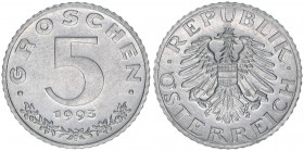 Verkehrsmünzen
5 Groschen, 1993. Auflage 28.000 nur im Set ausgegeben
Wien
2,44g
ANK 8
stfr