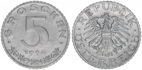 Verkehrsmünzen
5 Groschen, 1994. Auflage 25.000 nur im Set ausgegeben
Wien
2,44g
ANK 8
stfr