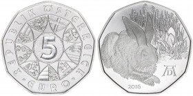 Sondergedenkmünze
5 Euro, 2016. Dürers Feldhase
Wien
stfr