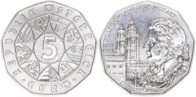 Sondergedenkmünze
5 Euro, 2006. Wolfgang Amadeus Mozart
Wien
stfr