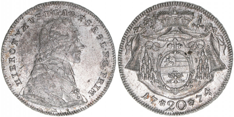Hieronymus Graf Colloredo 1772-1803
Erzbistum Salzburg. 20 Kreuzer, 1774. Salzbu...