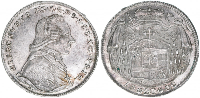 Hieronymus Graf Colloredo 1772-1803
Erzbistum Salzburg. 20 Kreuzer, 1802. Salzbu...