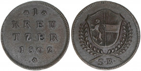 Hieronymus Graf Colloredo 1772-1803
Erzbistum Salzburg. 1 Kreuzer, 1802. Salzburg
5g
Zöttl 3357, Probszt 2561a
ss/vz