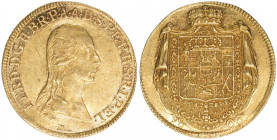 Kurfürst Erzherzog Ferdinand 1803-1806
Erzbistum Salzburg. Dukat, 1803. Salzburg
3,46g
Zöttl 3403, Probszt 2602
vz-