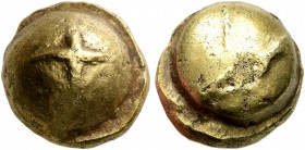 NORTHWEST GAUL. Senones. 2nd-early 1st century BC. Stater (Gold, 11 mm, 7.19 g), 'Gallo-Belgic Bullet' or 'globule à la croix' type. Cross at the cent...