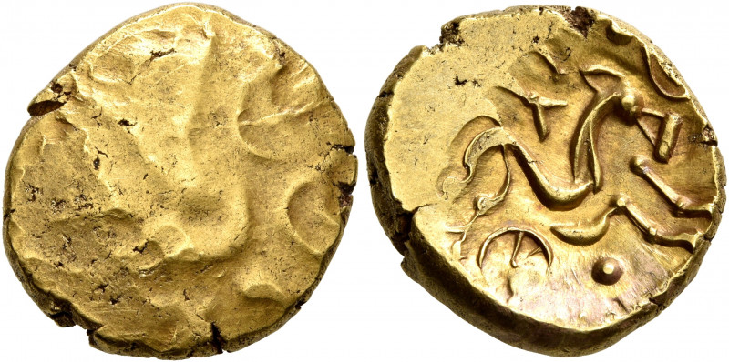 NORTHEAST GAUL. Suessiones. Late 2nd to mid 1st century BC. Stater (Gold, 16 mm,...