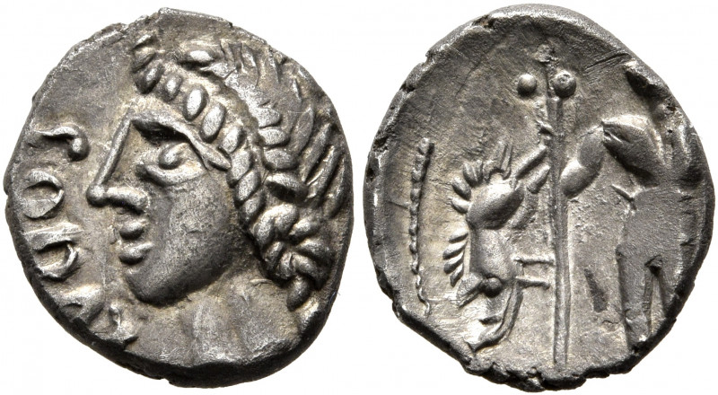 CENTRAL GAUL. Aedui. Circa 60-30 BC. Quinarius (Silver, 14 mm, 1.59 g, 7 h), Luc...