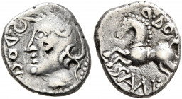 CENTRAL GAUL. Sequani. 1st century BC. Quinarius (Silver, 14 mm, 1.91 g, 1 h), Q. Doci and Sam. F. Q DOCI Celticized head of Roma to left. Rev. Q DOCI...