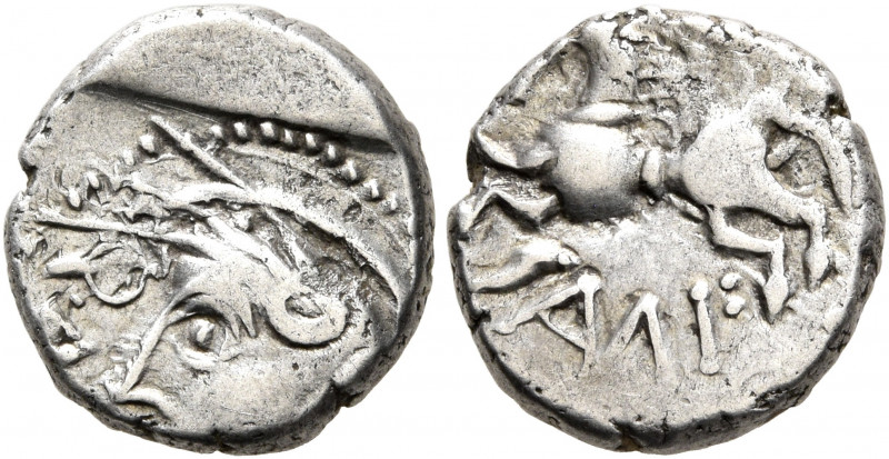 CENTRAL GAUL. Sequani. 1st century BC. Quinarius (Silver, 12 mm, 2.01 g, 4 h). Q...