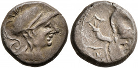 SOUTHERN GAUL. Allobroges. Circa 100-75 BC. Drachm (Silver, 12 mm, 2.30 g, 10 h), 'à l'hippocampe' type. Helmeted head of Mars to right. Rev. Hippocam...
